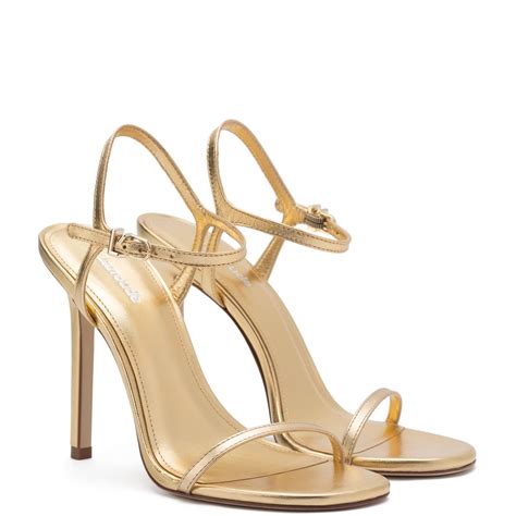 Gold High Heels Sandals Trample .